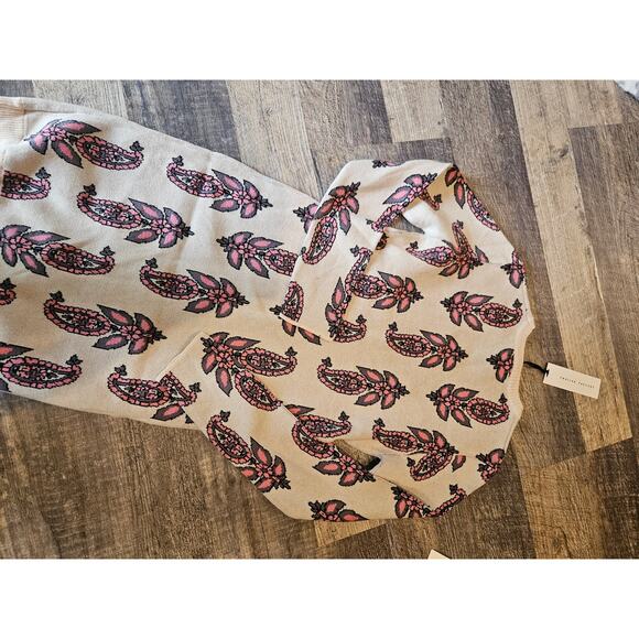 English factory long sleeve fitted sweater dress new womens medium cream pink - Picture 6 of 7